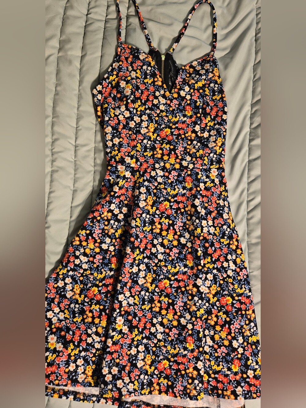 No Boundaries Floral Lace Cutout  Spaghetti-Strap Dress